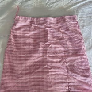 Pink checkered skirt